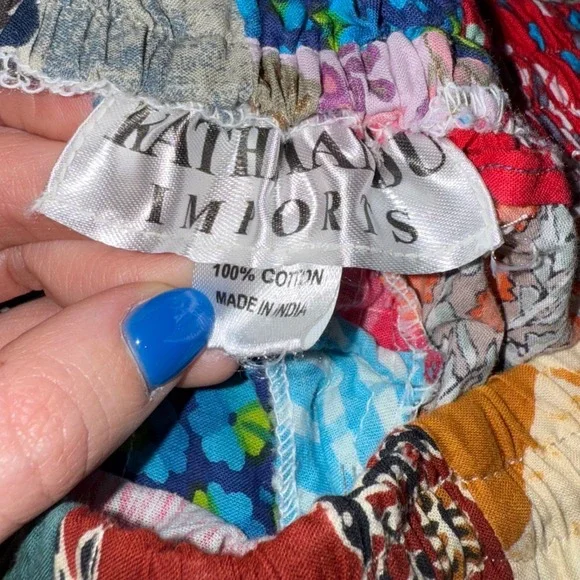 Unique Patchwork Cotton Lounge Pants Boho Bohemian Hippie Drawstring Waist - Picture 5 of 5